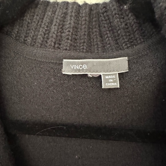 Vince - Black Womens Coat with Ribbed collar. - Picture 4 of 4